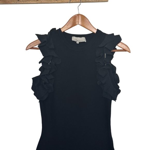 3.1 Phillip Lim Dress Ruffled Zippered Shoulders Sleeveless Bodycon Knit XS - Picture 3 of 12